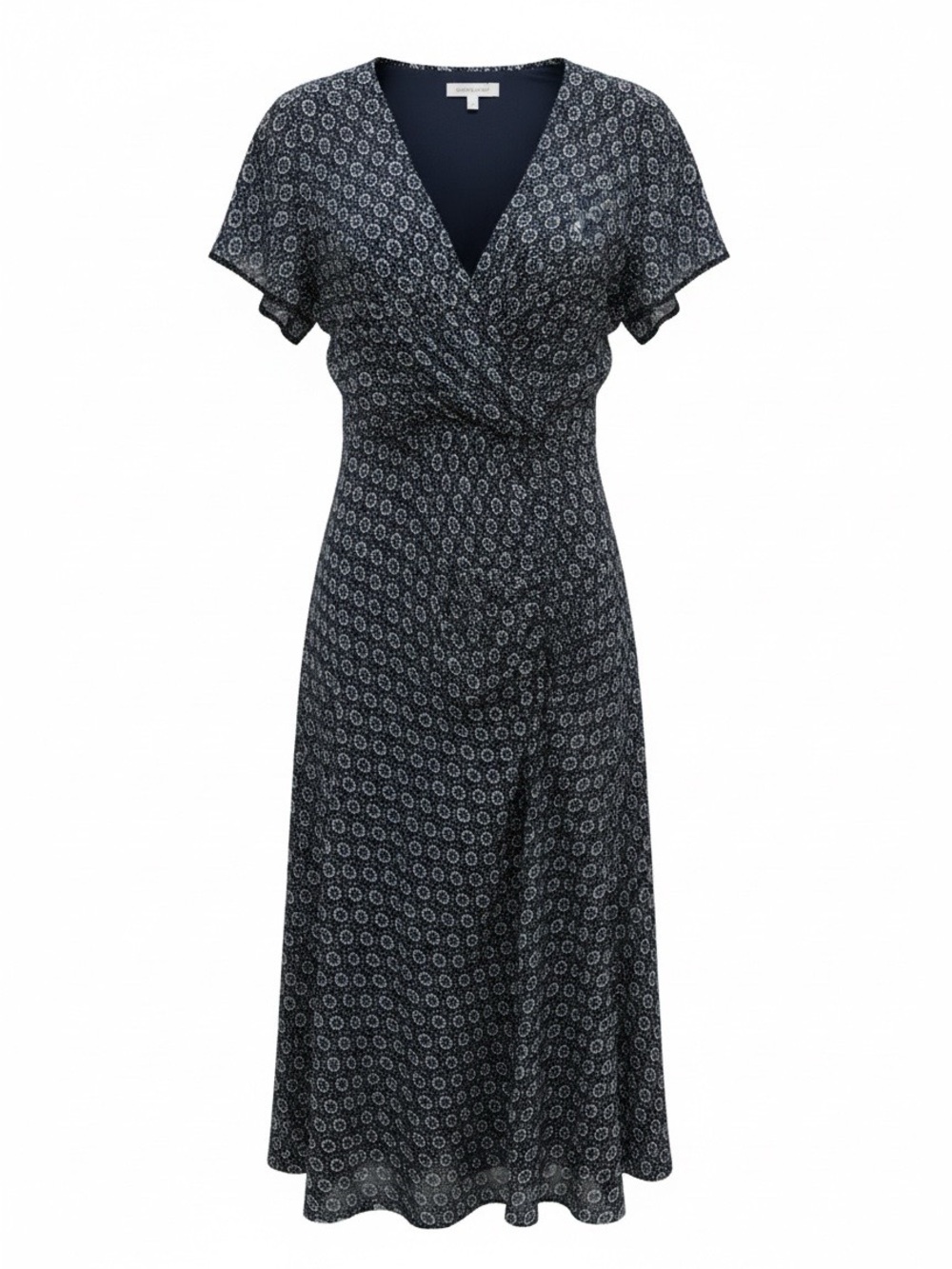 NEW Jonathan Simkhai Navy Printed Wrap Midi Dress